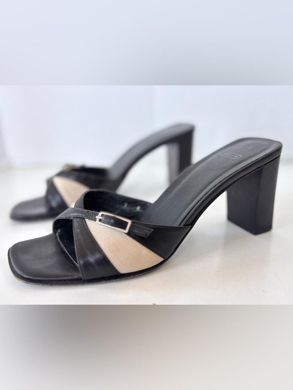 vintage 90s y2k coach slip on buckle slip on mule heel sandals shoes size 7 - Picture 7 of 15